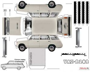 Бумажная модель автомобиля Ваз 2102