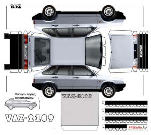 Бумажная модель автомобиля Ваз 2109