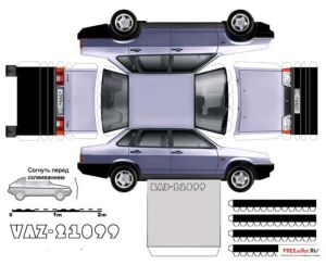 Бумажная модель автомобиля Ваз 21099