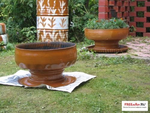 Самоделки из покрышек. Цветочница из шин своими руками.