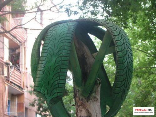 Поделки из покрышек. Пальма из шин своими руками.