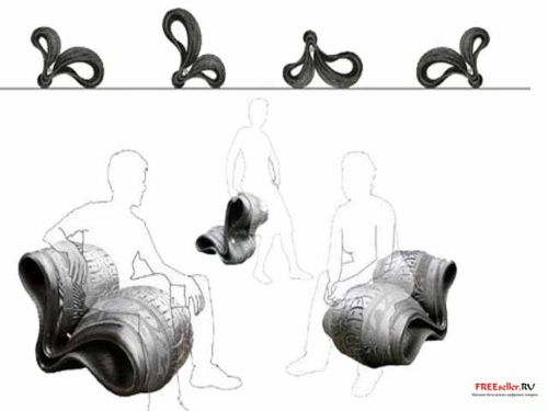 Поделки из покрышек. Мебель из шин. Дизайнерское кресло из покрышек.