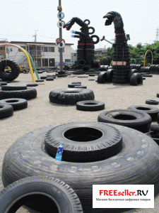 Поделки из покрышек. Обустройство детской площадки из шин.