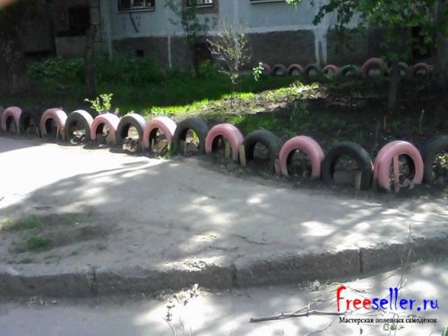 Ограждения газонов из шин своими руками. самоделки из покрышек.