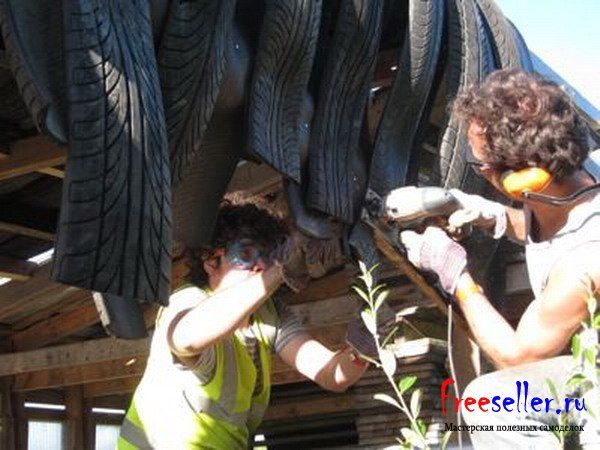 Изготовление навеса из шин своими руками