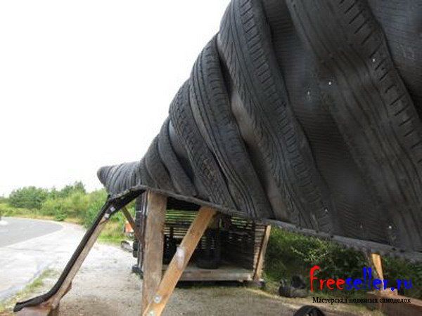 Самоделки из покрышек. Изготовление навеса из шин своими руками