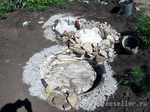 Изготовление пруда из шин своими руками