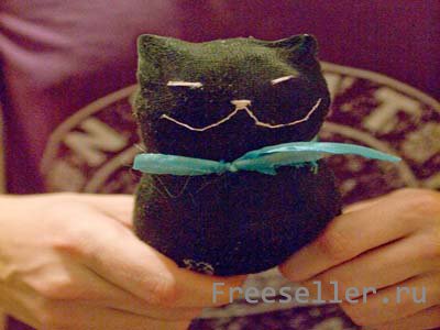 Мягкая игрушка: Чёрный кот своими руками