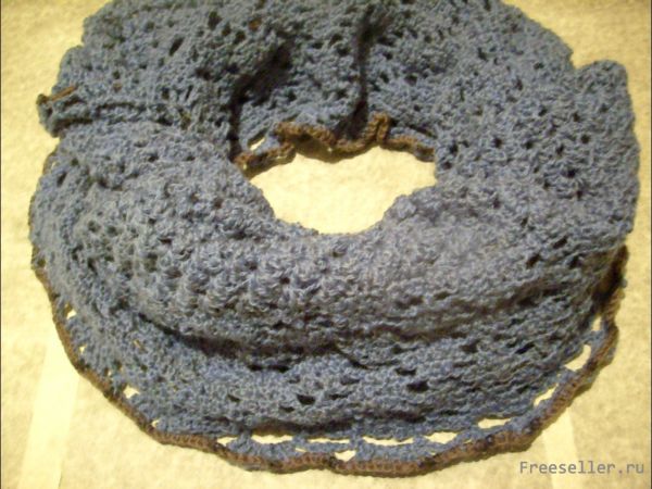 Вяжем ажурный объёмный шарф-снуд своими руками.