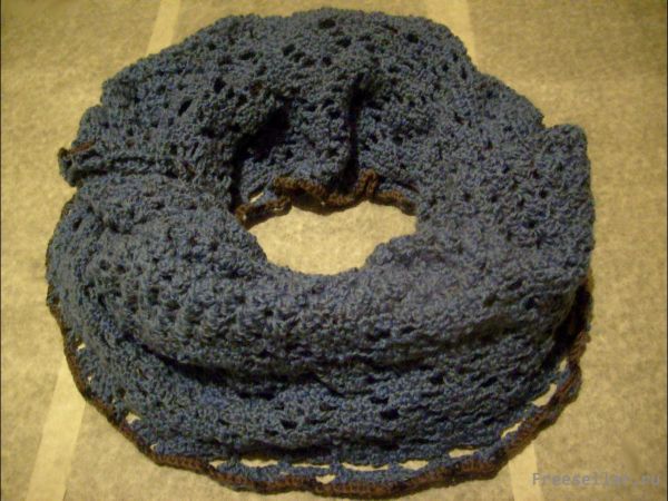 Вяжем ажурный объёмный шарф-снуд своими руками.