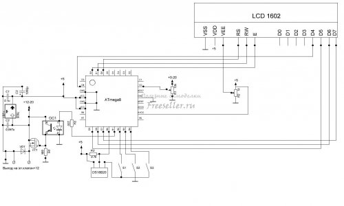 Термостат-Вольтметр для авто - схема