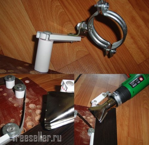 Наклейка мебельной кромки при помощи самодельного станка с третьей рукой