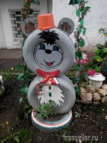 Поделки из шин. Медвежонок из покрышек своими руками.