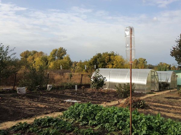 Отпугивалки для кротов из пластиковых бутылок