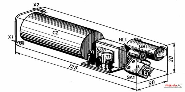 Компоновка гальванического электрошокера.