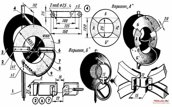 Рис.1. Широкополосная телевизионная антенна из отслуживших свое элементов магнитных пакетов ЕС ЭВМ: