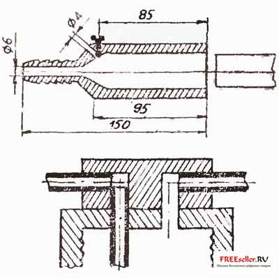 Конструкция самодельной мини мойки, вода нагнетается на шланг с щеткой из емкости с помощью выхлопных газов.