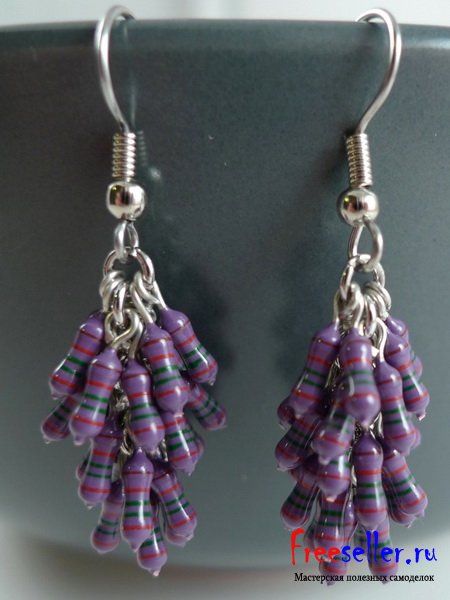 Самодельные сережки напоминающие "Горсть винограда" из резисторов.