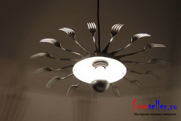 Самодельная люстра из вилок