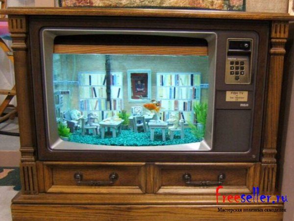 Аквариум для рыбок в старом телевизоре своими руками.
