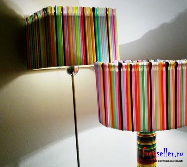 Самоделки. Светильники из пластиковых трубок соломинок.