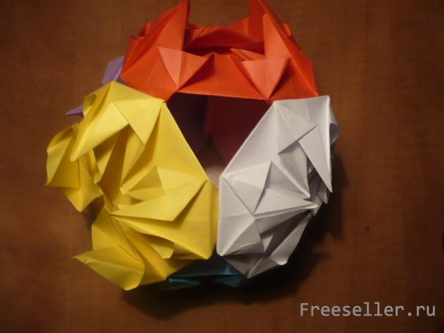 Как сделать Кусудама - бумажный шар из бумаги в оригами.