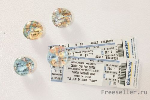 Делаем оригинальные магниты из стеклышек и карты своими руками.