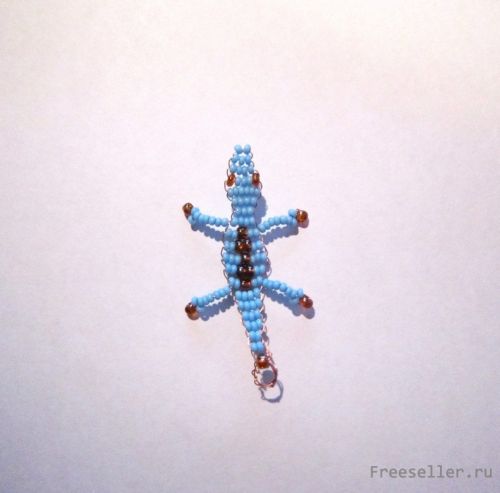 Плетение подвески - Ящерица из бисера своими руками