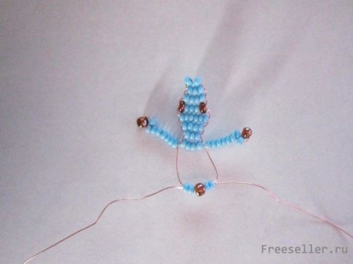 Плетение подвески - Ящерица из бисера