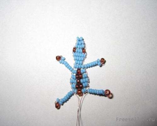 Плетение подвески - Ящерица из бисера