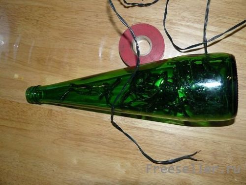 Изготовление декоративного светильника из стеклянной бутылки