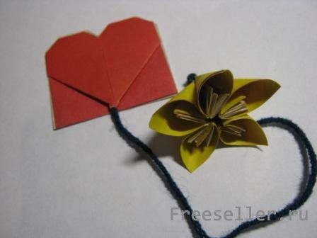 Закладка -Сердечко с цветком своими руками