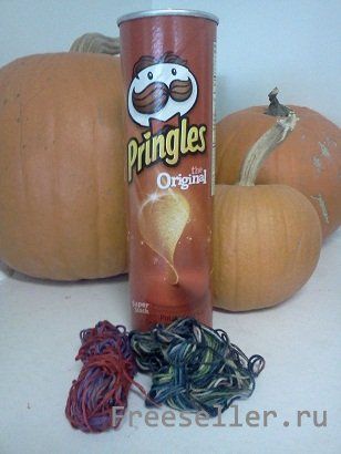 Контейнер для ниток из банки от чипсов Принглс