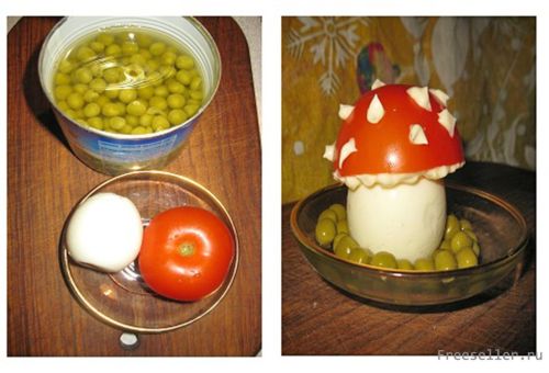 Украшаем праздничный стол с помощью яйца - Гриб из яйца
