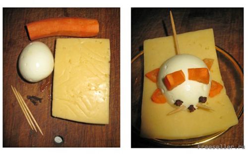 Украшаем праздничный стол с помощью яйца - Мышка из яйца