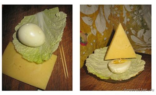 Украшаем праздничный стол с помощью яйца - Кораблик из яйца