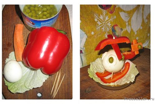 Украшаем праздничный стол с помощью яйца - Вертолет из яйца