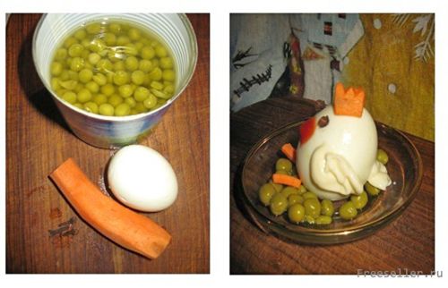 Украшаем праздничный стол с помощью яйца - Цыпленок из яйца