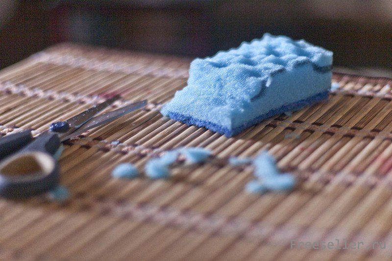 Изготовление машинки из губки для мытья посуды.