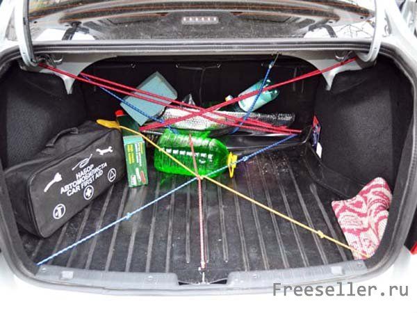 Сетка для фиксации груза в багажнике автомобиля своими руками.