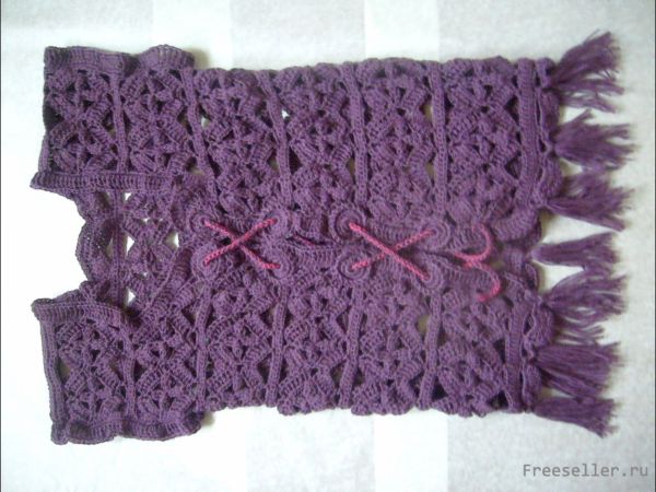 Вяжем ажурный жилет с бахромой