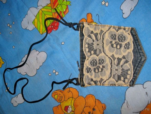 Самодельна сумка-кошелек из карманов от джинс