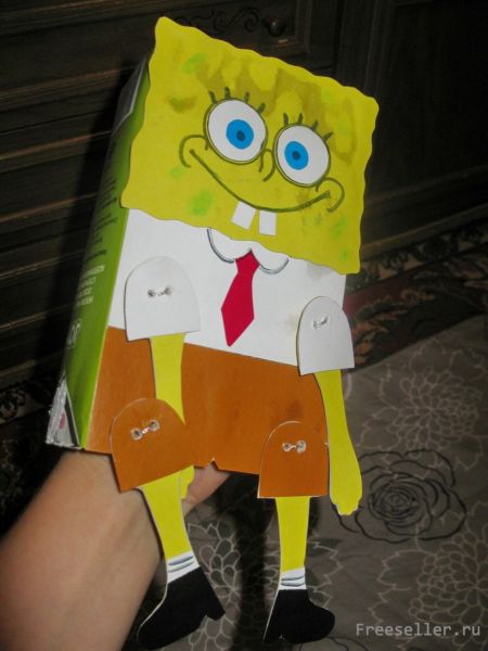 Игрушка на руку: Губка Боб своими руками