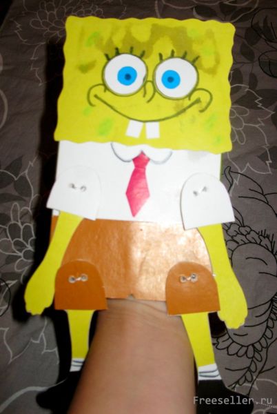 Игрушка на руку: Губка Боб своими руками