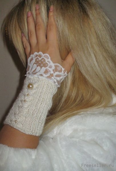 Винтажные вязаные напульсники на свадьбу