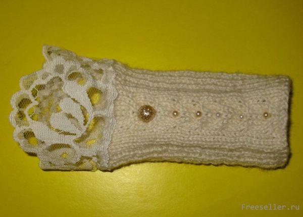 Винтажные вязаные напульсники на свадьбу