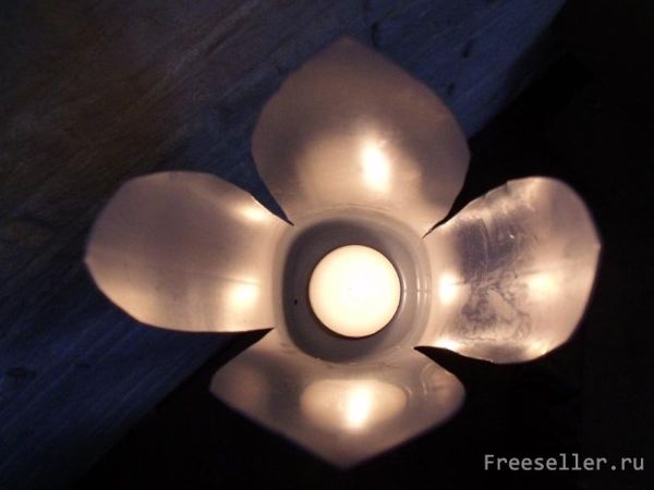 Самодельный свечной светильник из пластиковой бутылки