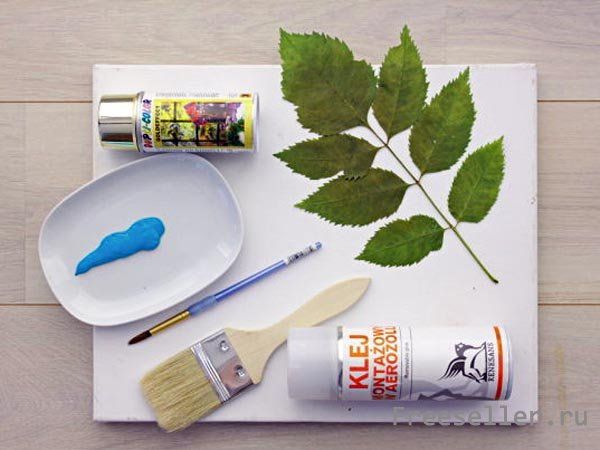 Рисуем листья на холсте