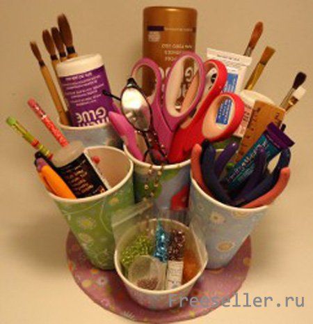 Подставка для карандашей из бумажных стаканчиков