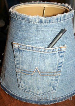 Делаем абажур из старых джинсов